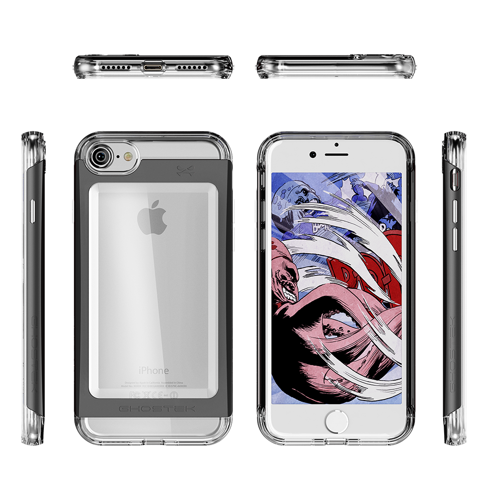 iPhone 8 Case, Ghostek® Cloak 2.0 Series for Apple iPhone 8 Slim Protective Armor Case Cover | Explosion-Proof Screen Protector | Aluminum Frame | TPU Shell | Warranty | Ultra Fit (Black)