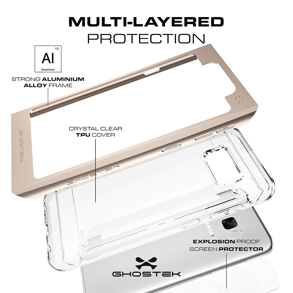 Galaxy S8 Case, Ghostek 2.0 GOLD, w/Screen Protector Aluminum Frame