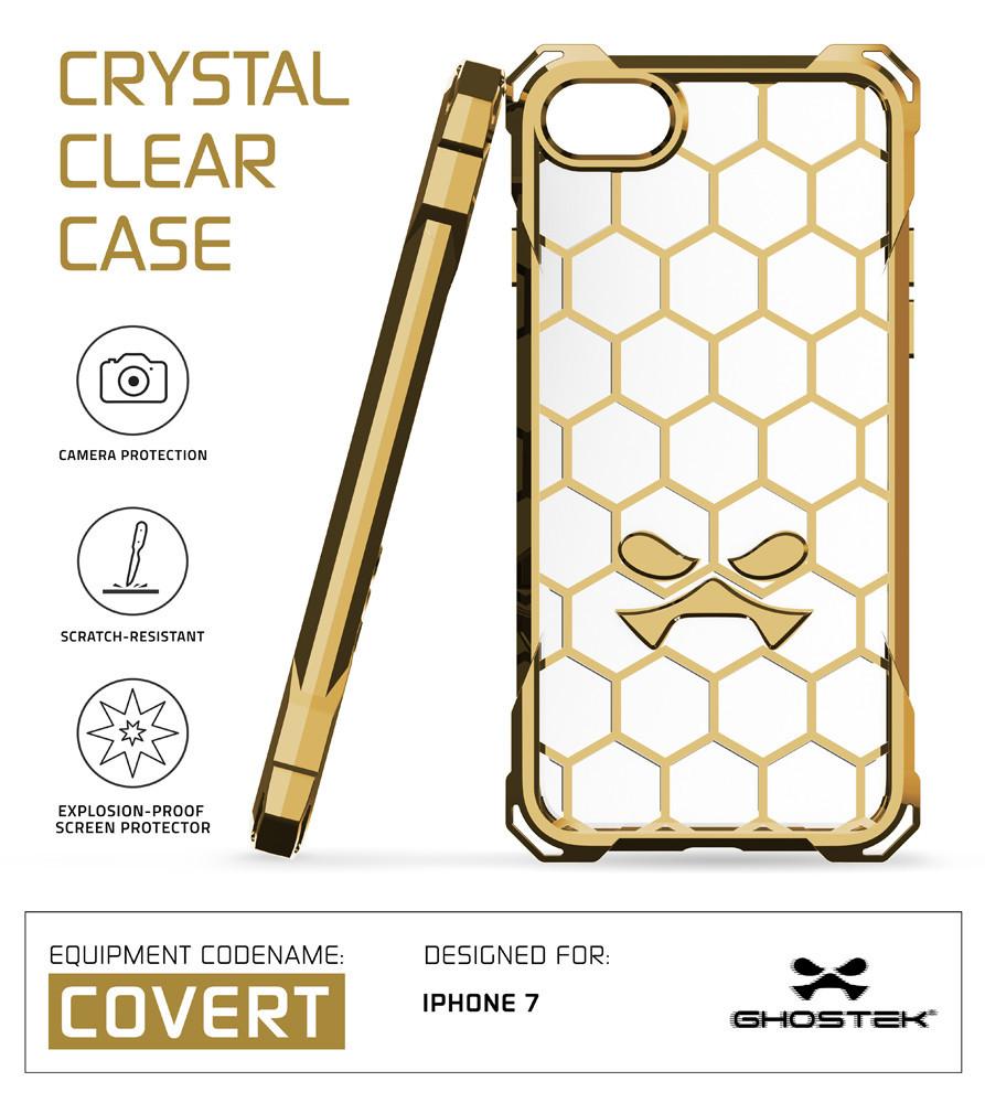 iPhone 7 Case, Ghostek® Covert Gold Series for Apple iPhone 7 Premium Impact Protective Armor Case Cover | Clear TPU | Lifetime Warranty Exchange | Explosion-Proof Screen Protector | Ultra Fit (Gold)