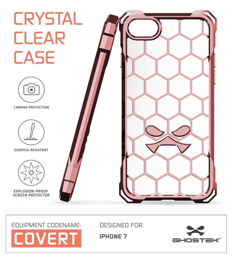 iPhone 7 Case, Ghostek® Covert Rose Pink Series for Apple iPhone 7 Premium Impact Protective Armor Case Cover | Clear TPU | Lifetime Warranty Exchange | Explosion-Proof Screen Protector | Ultra Fit (Rose Pink)