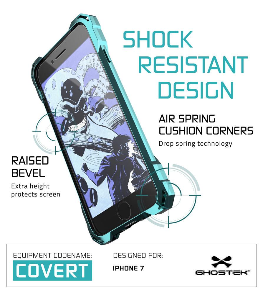 iPhone 7 Case, Ghostek® Covert Teal Series for Apple iPhone 7 Premium Impact Protective Armor Case Cover | Clear TPU | Lifetime Warranty Exchange | Explosion-Proof Screen Protector | Ultra Fit (Teal)
