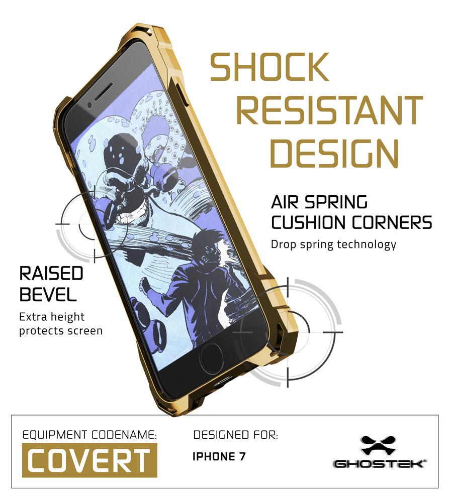 iPhone 7 Case, Ghostek® Covert Gold Series for Apple iPhone 7 Premium Impact Protective Armor Case Cover | Clear TPU | Lifetime Warranty Exchange | Explosion-Proof Screen Protector | Ultra Fit (Gold)