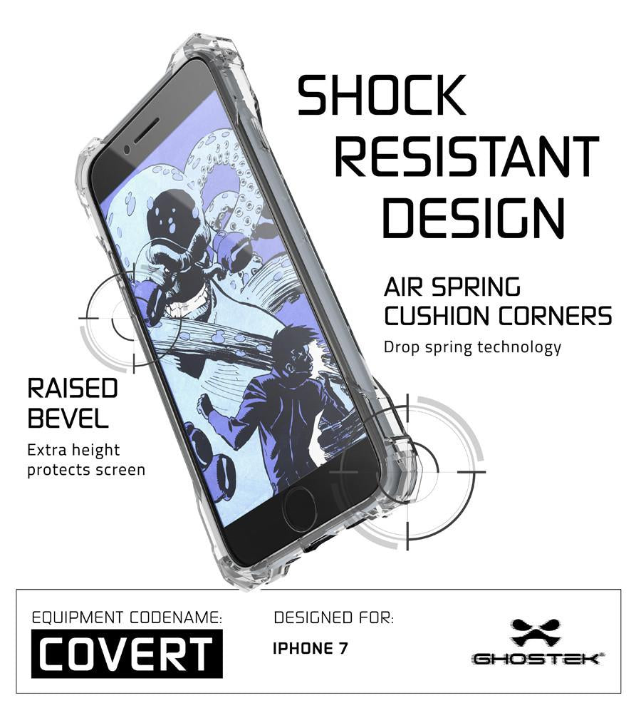 iPhone 7 Case, Ghostek® Covert Clear Series for Apple iPhone 7 Premium Impact Protective Armor Case Cover | Clear TPU | Lifetime Warranty Exchange | Explosion-Proof Screen Protector | Ultra Fit (Clear)