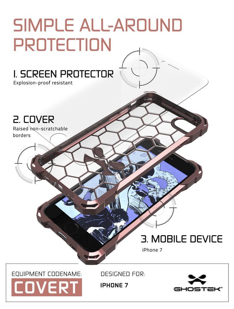 iPhone 8 Case, Ghostek® Covert Rose Pink, Premium Impact Protective Armor | Warranty