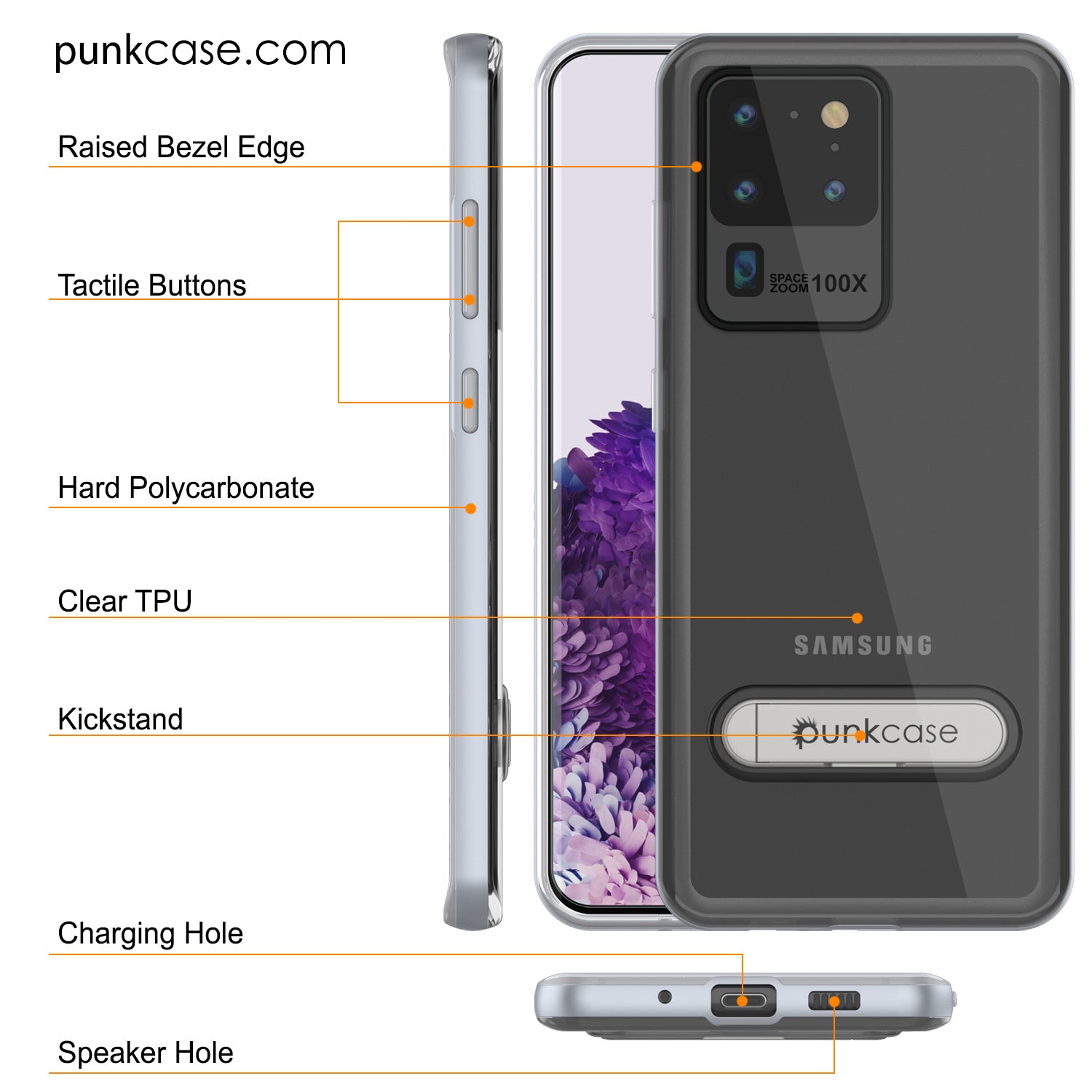 Galaxy S20 Ultra Case, PUNKcase [LUCID 3.0 Series] [Slim Fit] Armor Cover w/ Integrated Screen Protector [Silver]