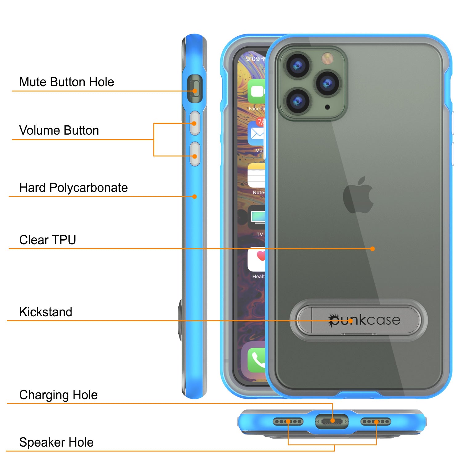 iPhone 11 Pro Max Case, PUNKcase [LUCID 3.0 Series] [Slim Fit] Armor Cover w/ Integrated Screen Protector [Blue]