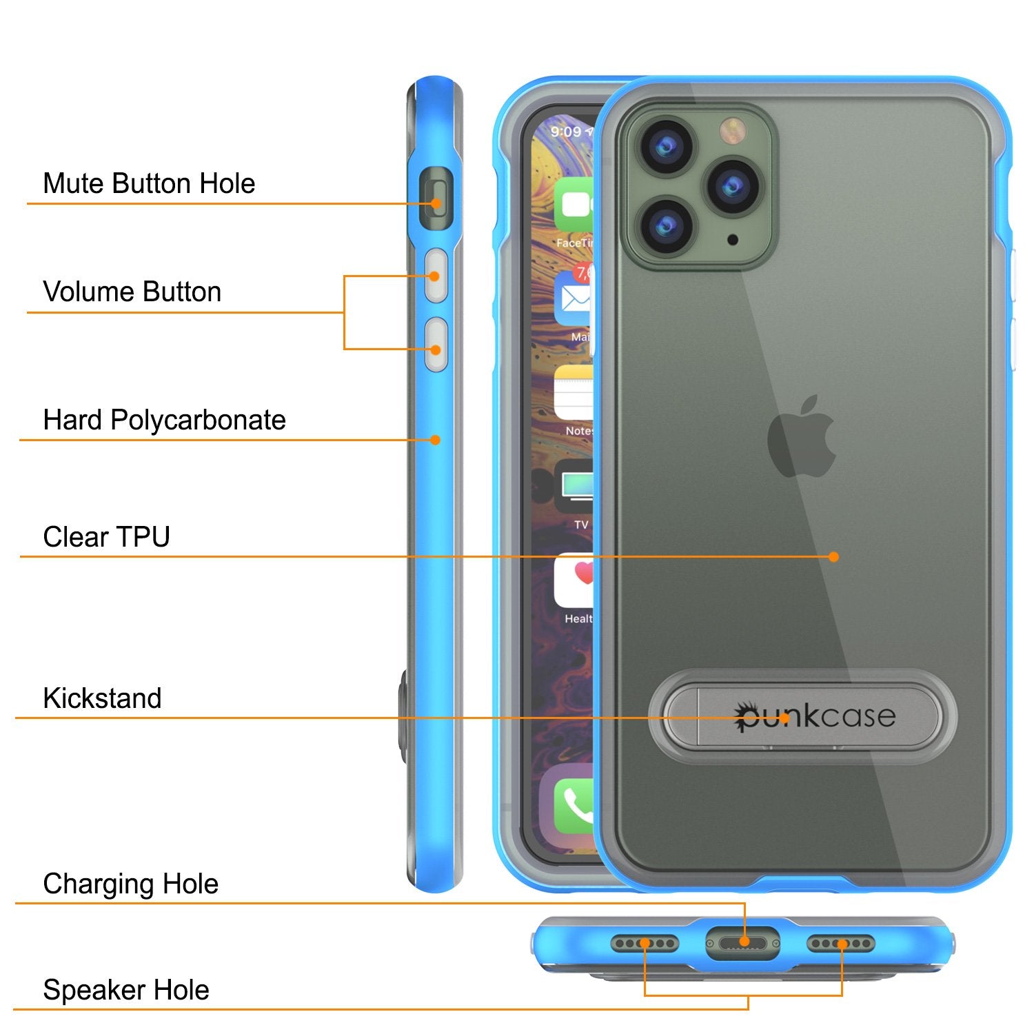 iPhone 12 Pro Case, PUNKcase [LUCID 3.0 Series] [Slim Fit] Protective Cover w/ Integrated Screen Protector [Blue]