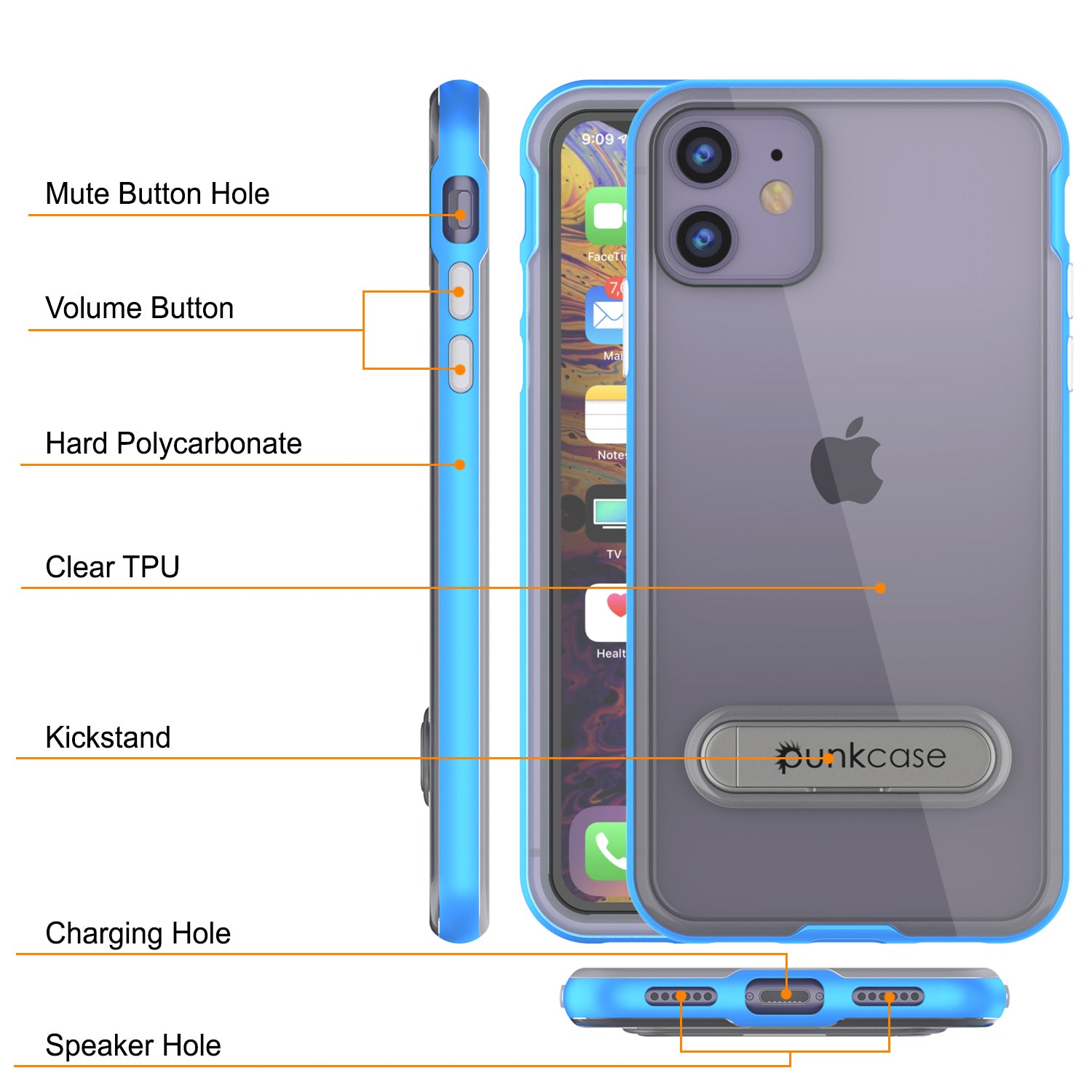 iPhone 11 Case, PUNKcase [LUCID 3.0 Series] [Slim Fit] Armor Cover w/ Integrated Screen Protector [Blue]