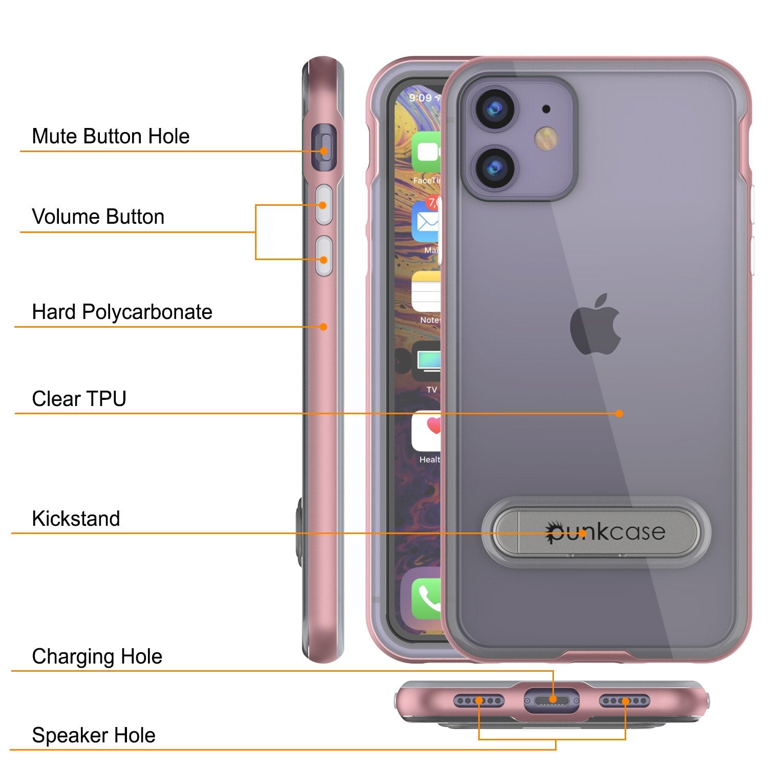 iPhone 12 Case, PUNKcase [LUCID 3.0 Series] [Slim Fit] Protective Cover w/ Integrated Screen Protector [Rose Gold]