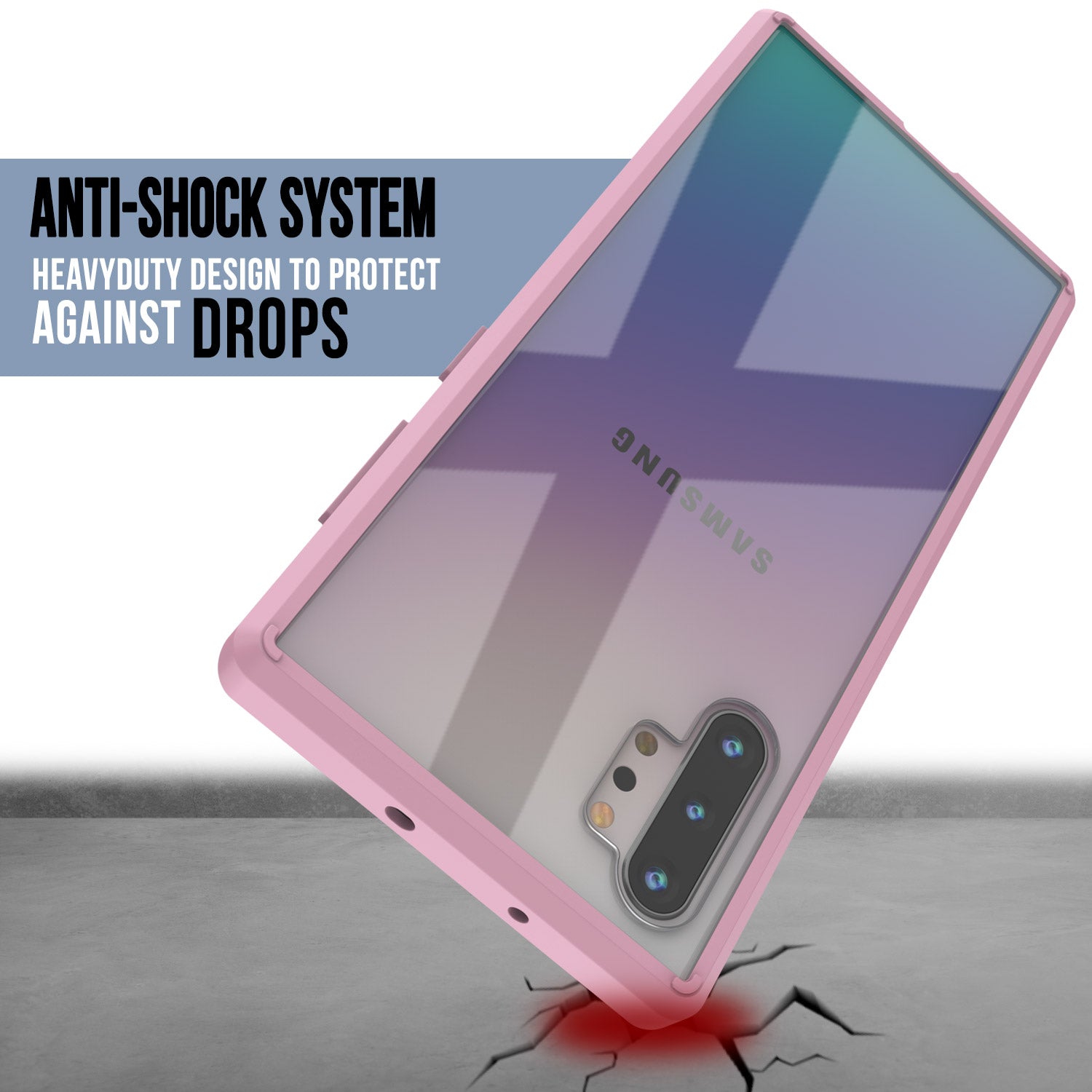 Galaxy Note 10+ Plus Punkcase Lucid-2.0 Series Slim Fit Armor Pink Case Cover