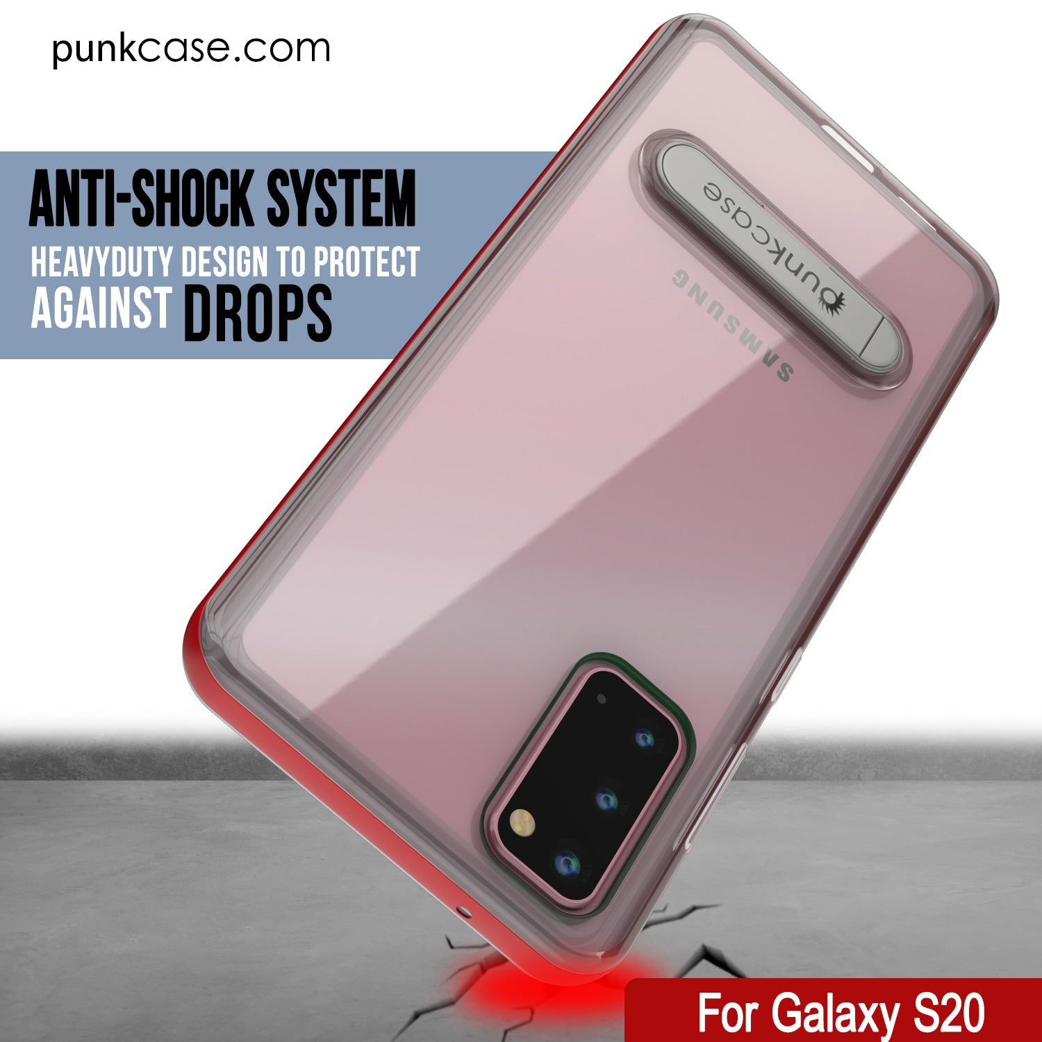 Galaxy S20 Case, PUNKcase [LUCID 3.0 Series] [Slim Fit] Armor Cover w/ Integrated Screen Protector [Red]