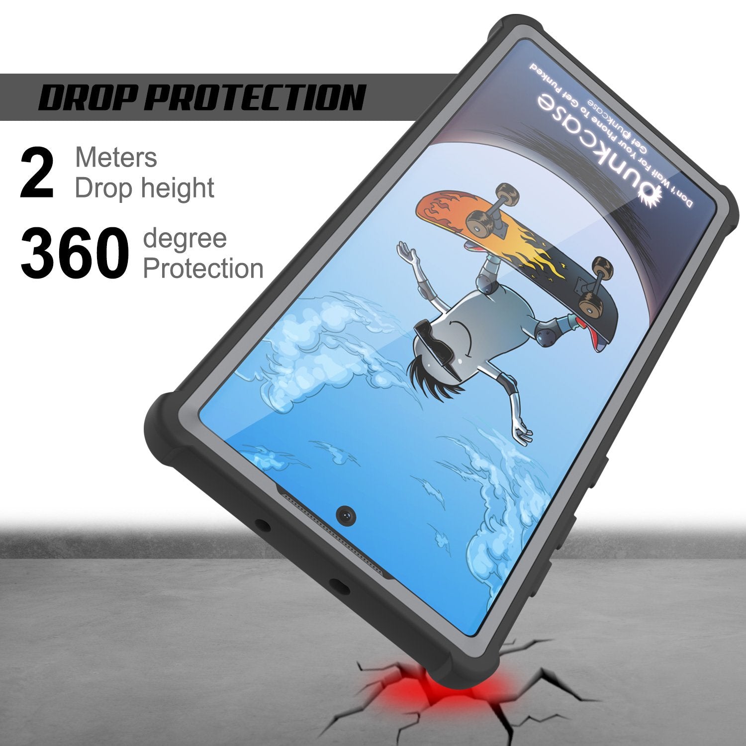Punkcase Galaxy Note 10 Case, [Spartan Series] Black Rugged Heavy Duty Cover W/Built in Screen Protector