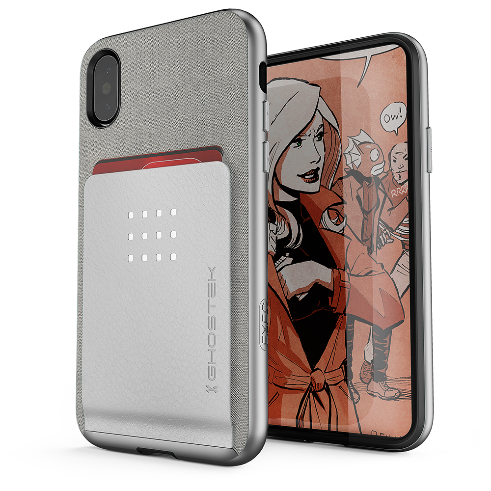 iPhone X Case Ghostek Exec 2 Series Protective Wallet Case [Silver]
