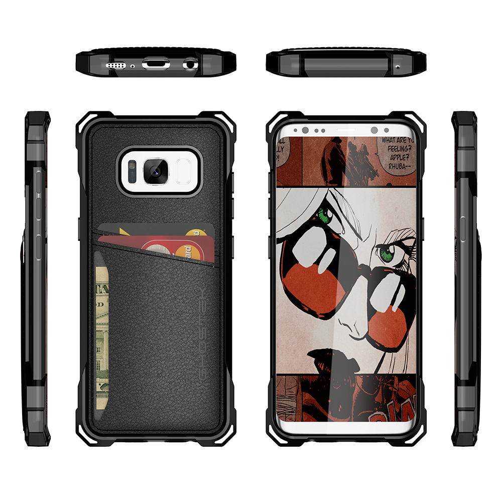 Galaxy S8 Wallet Case, Ghostek Exec Black Series | Slim Armor Leather Cover