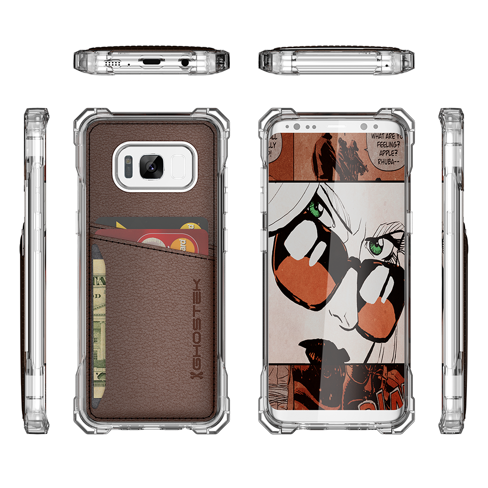 Galaxy S8+ Plus Wallet Case, Ghostek Brown Pink Series Leather Cover