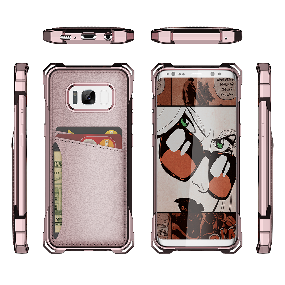 Galaxy S8+ Plus Wallet Case, Ghostek Exec Pink Series Leather Cover