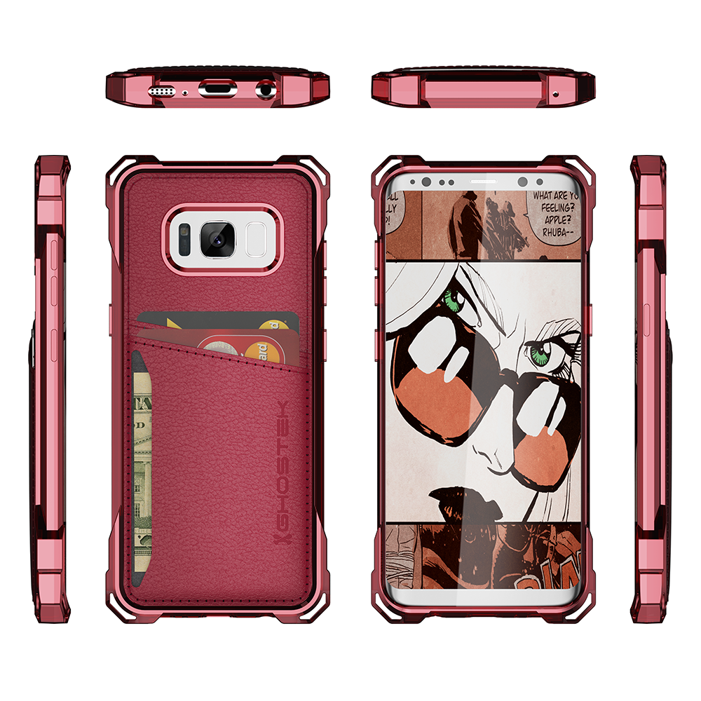 Galaxy S8+ Plus Wallet Case, Ghostek Exec Red Series Leather Cover