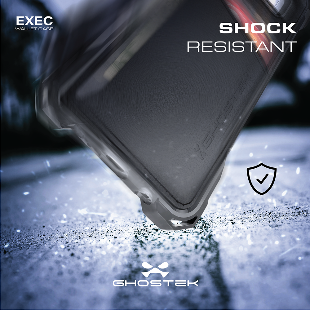 Galaxy S8 Wallet Case, Ghostek Exec Black Series | Slim Armor Leather Cover