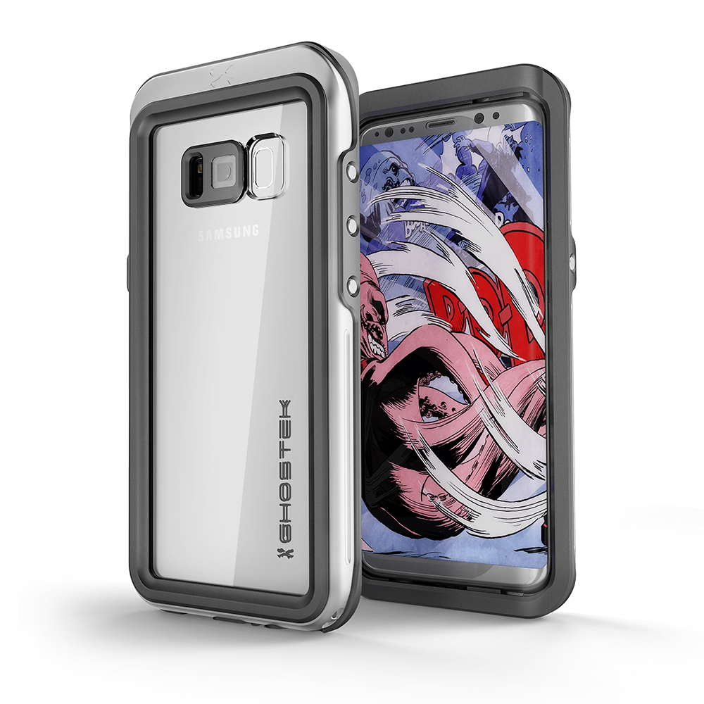 Galaxy S8 Waterproof Case, Ghostek Atomic 3 Aluminum Frame, Silver