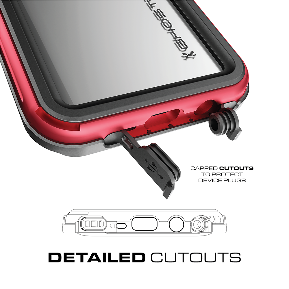 Galaxy S8 Waterproof Case, Ghostek Atomic 3 Aluminum Frame, Silver
