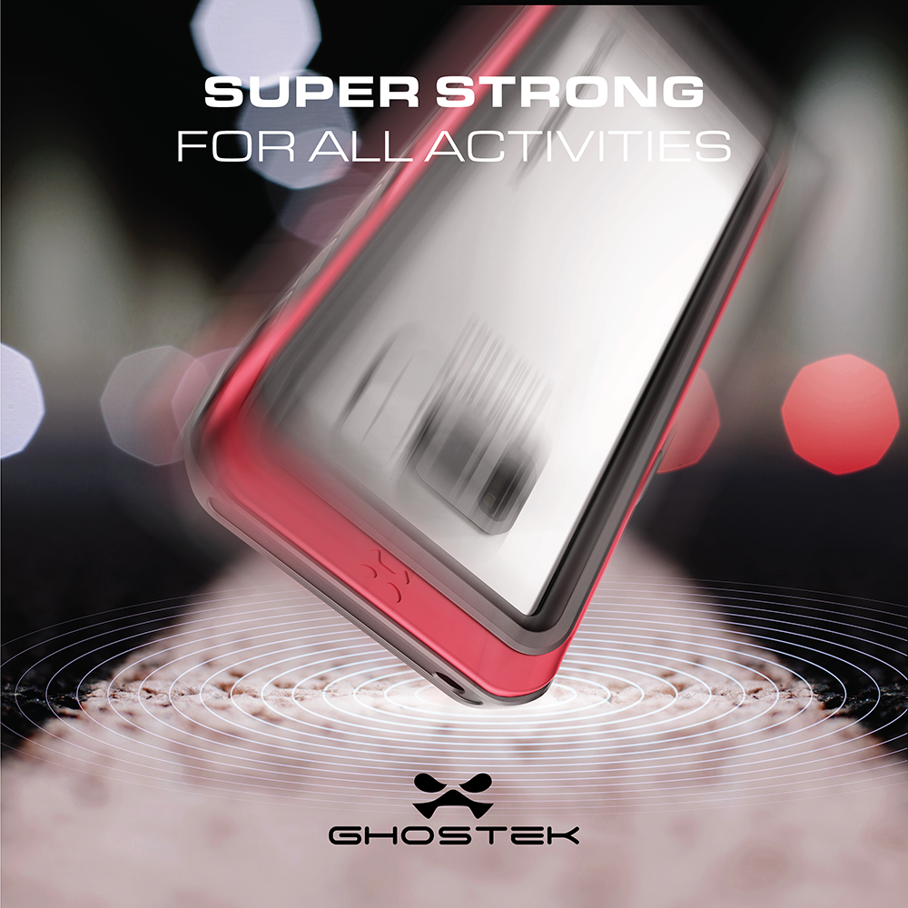 Galaxy S8 Waterproof PunkCase, Ghostek Atomic 3 Aluminum Frame, Red
