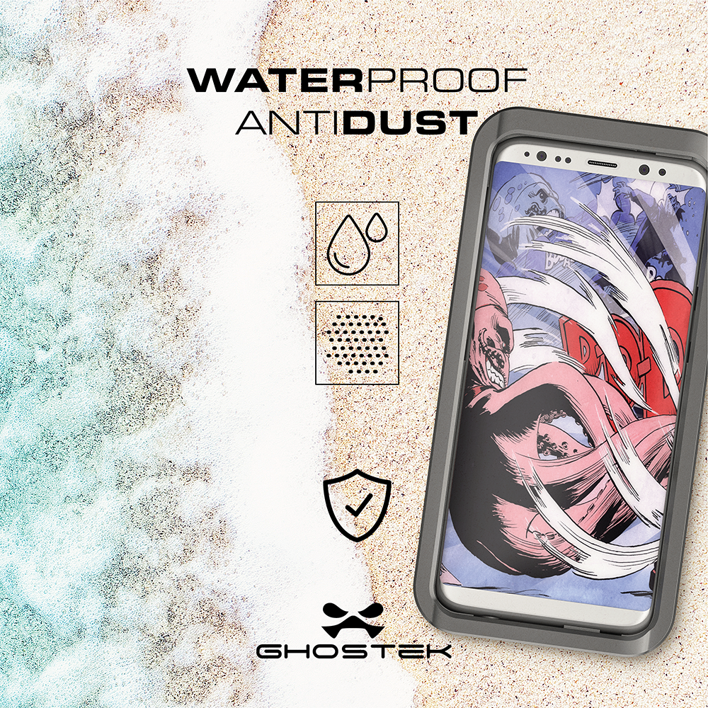 Galaxy S8 Waterproof Case, Ghostek Atomic 3 Aluminum Frame, Silver