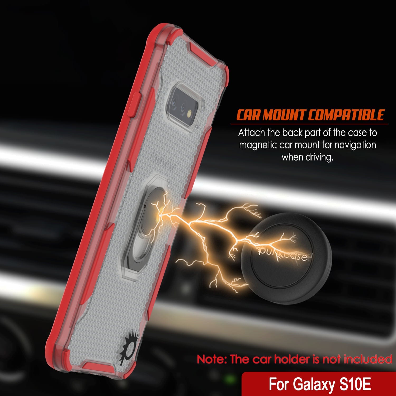Punkcase Galaxy S10e Case [Magnetix 2.0 Series] Clear Protective TPU Cover W/Kickstand [Red]