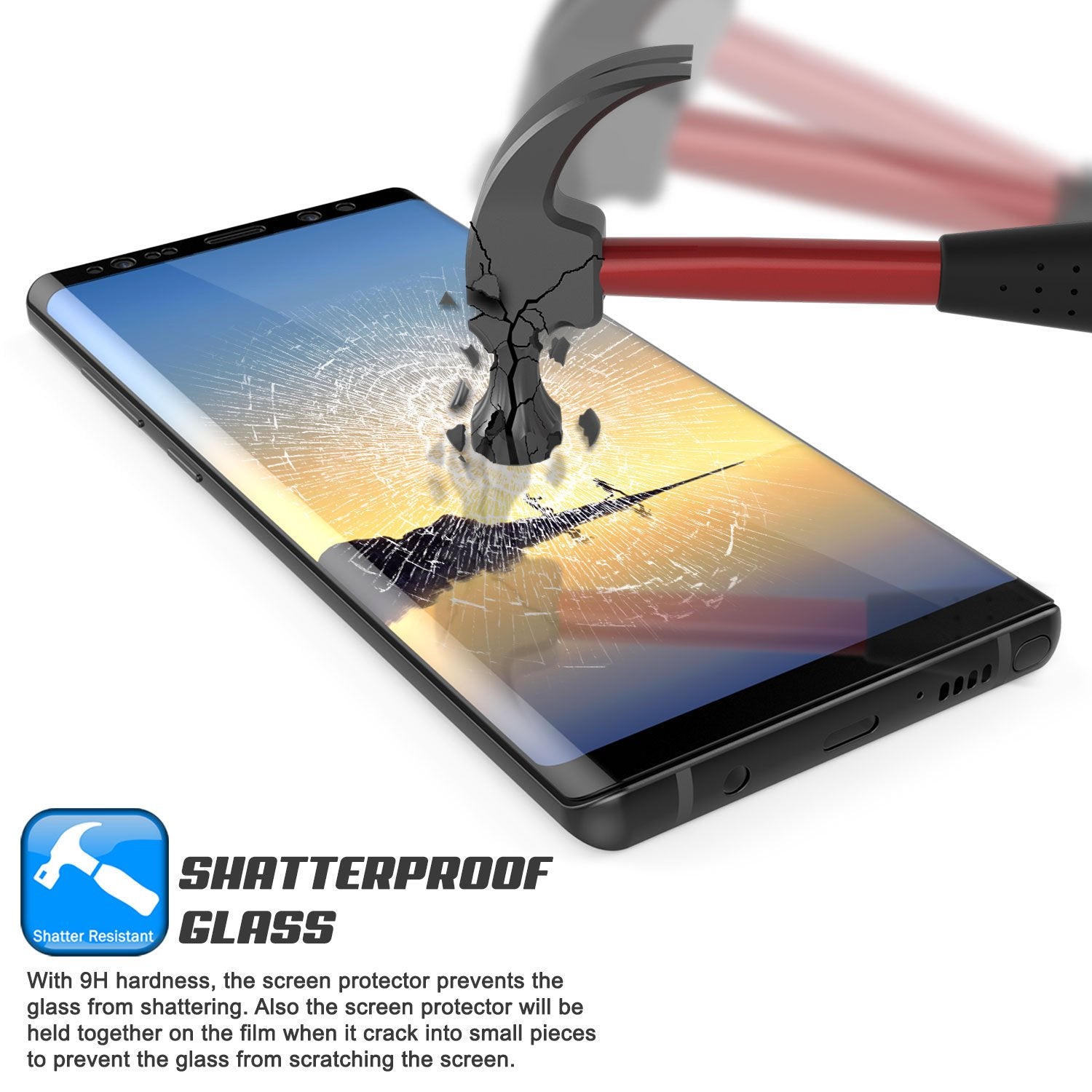Galaxy Note 8  Black Punkcase SHIELD Tempered Glass Screen Protector