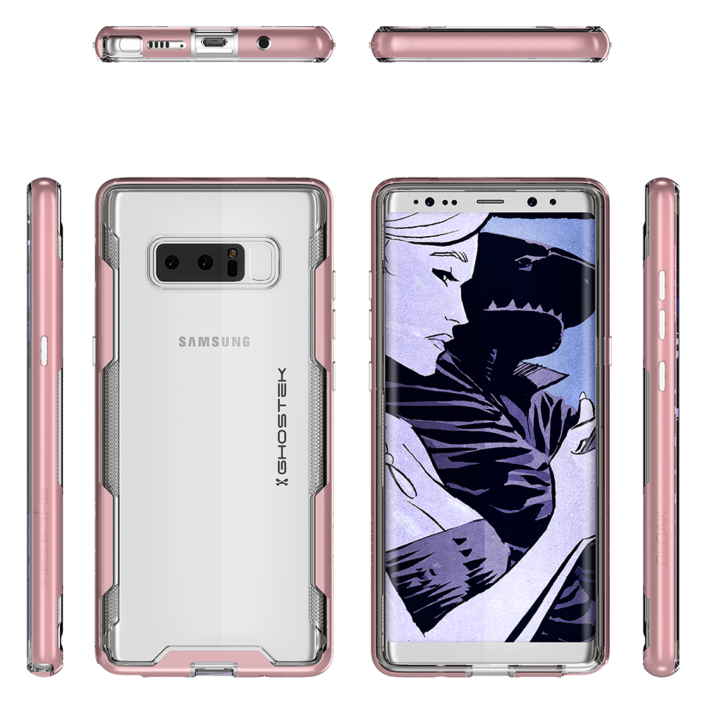 Galaxy Note 8 Case, Ghostek Cloak 3 Transparent Bumper Case, Pink
