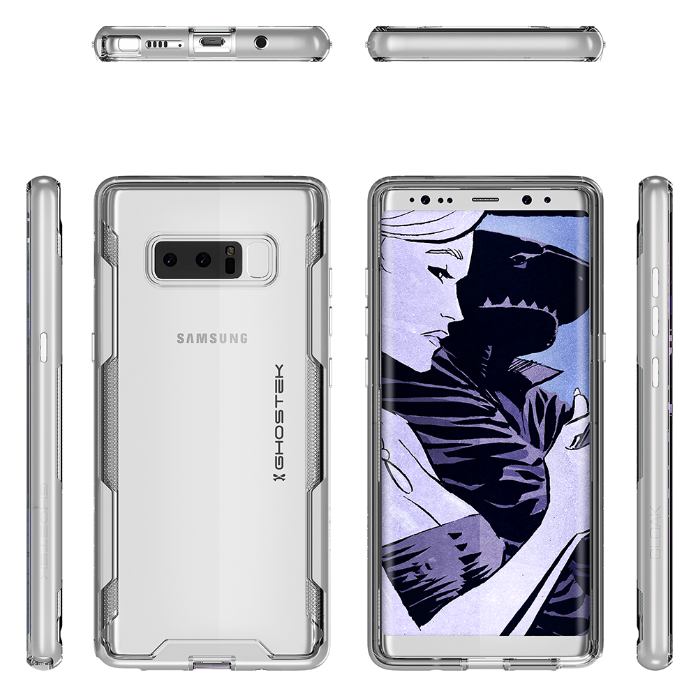 Galaxy Note 8 Case, Ghostek Cloak 3 Transparent Bumper Case, Silver