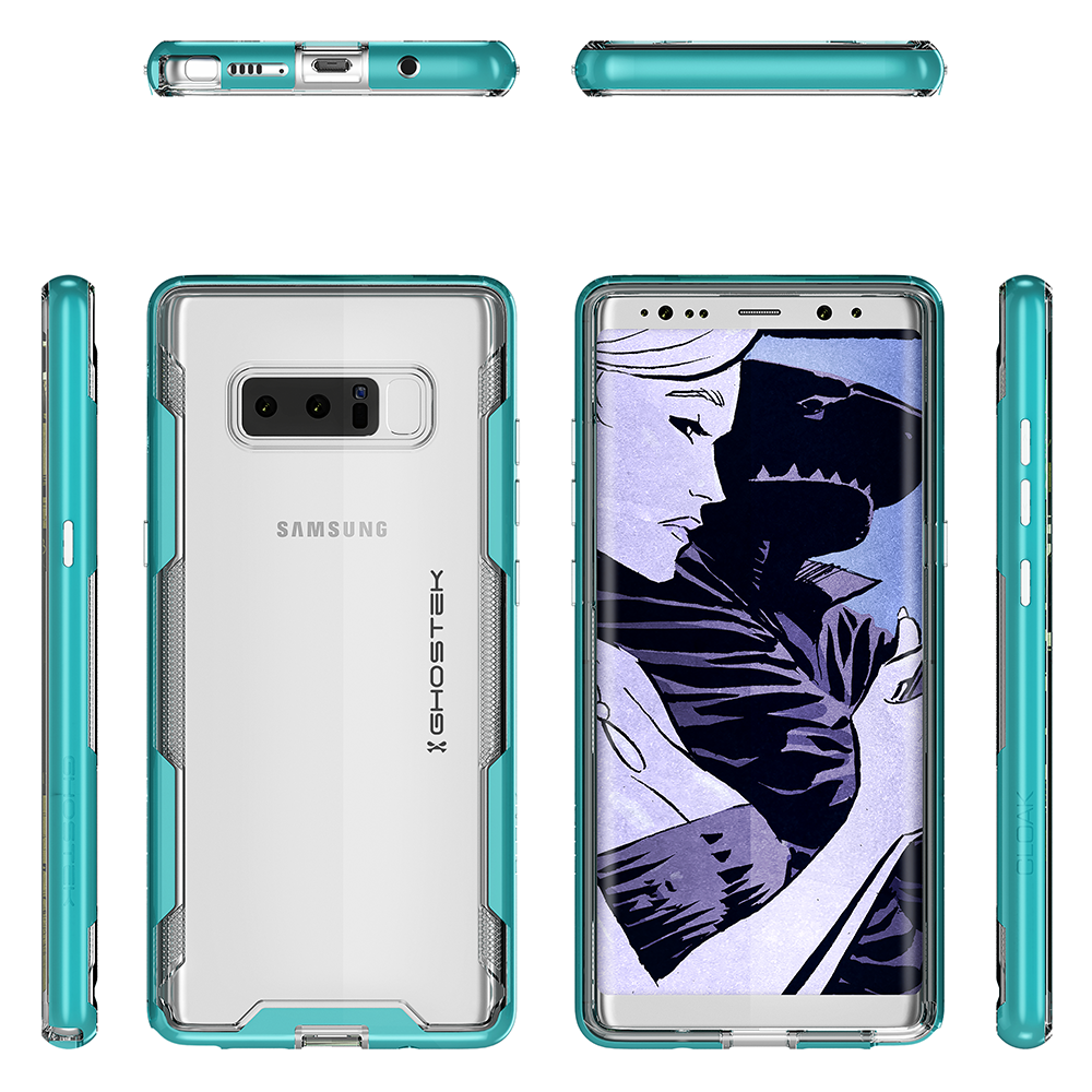 Galaxy Note 8 Case, Ghostek Cloak 3 Transparent Bumper Case, Teal