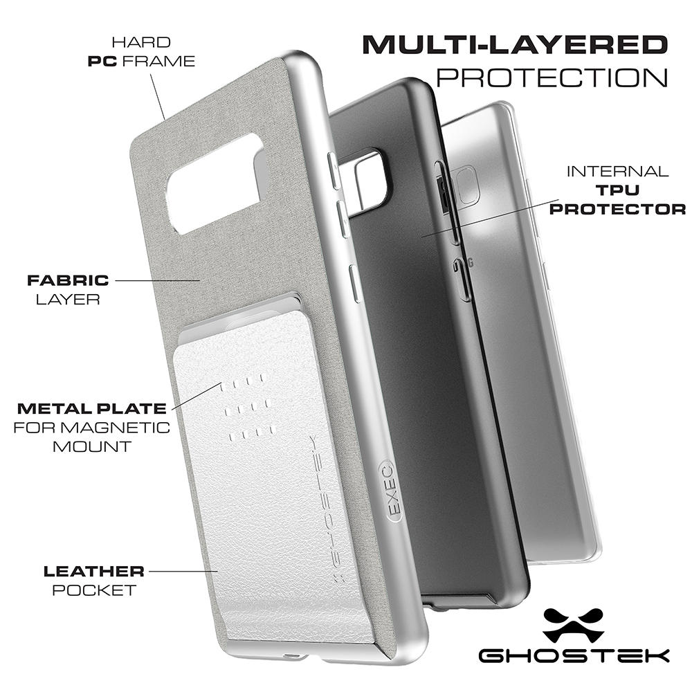 Galaxy Note 8 Case, Ghostek Exec 2 Slim Hybrid Impact Case, Black