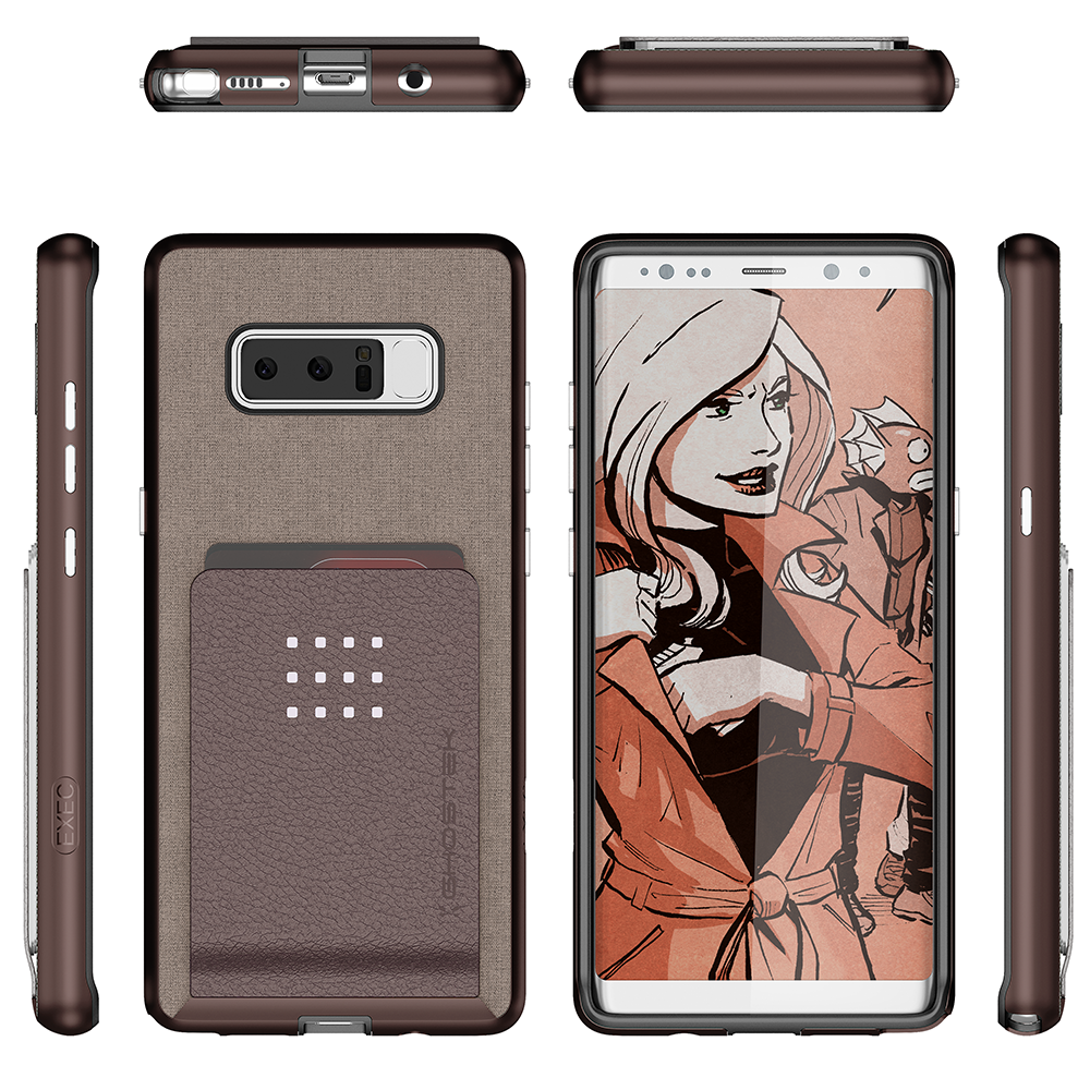 Galaxy Note 8 Case, Ghostek Exec 2 Slim Hybrid Impact Case, Brown