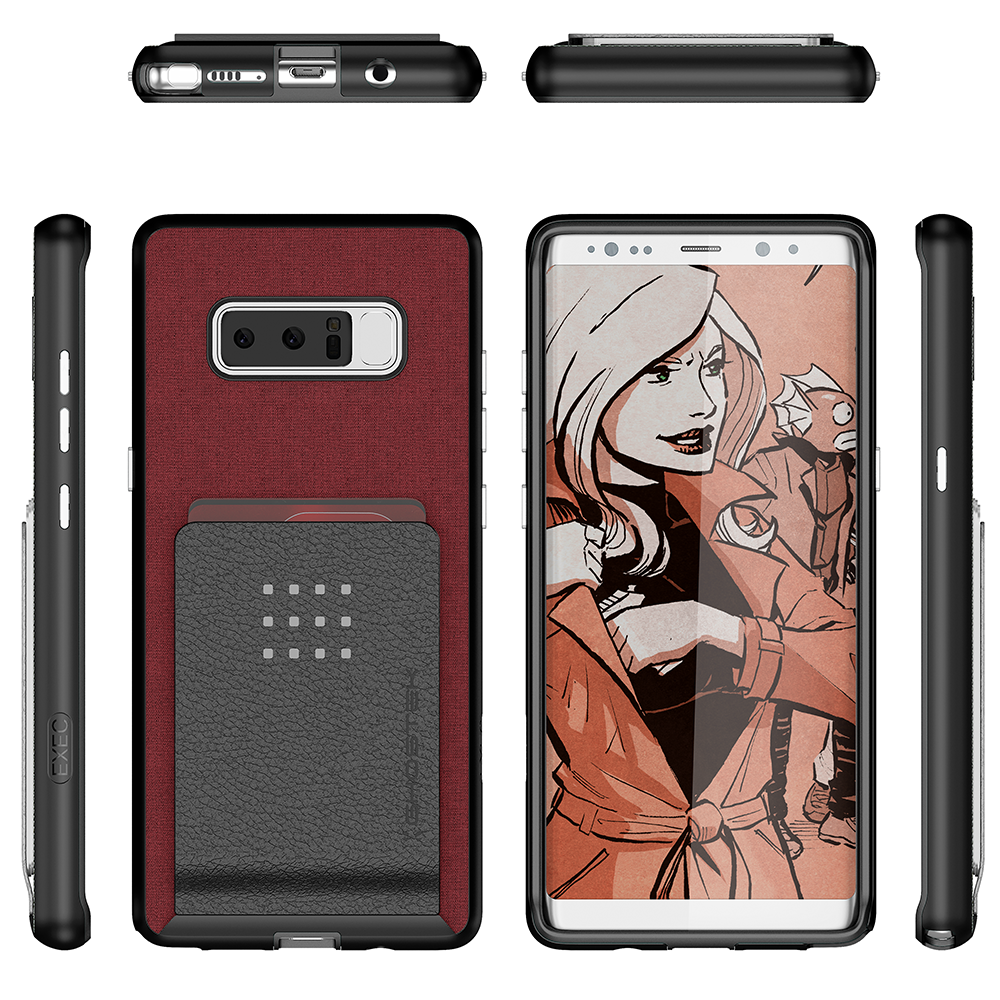 Galaxy Note 8 Case, Ghostek Exec 2 Slim Hybrid Impact Case, Red