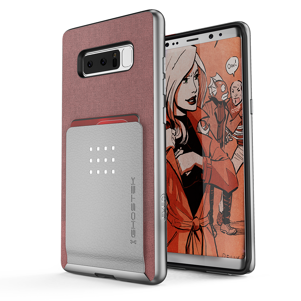Galaxy Note 8 Case, Ghostek Exec 2 Slim Hybrid Impact Wallet Case Pink