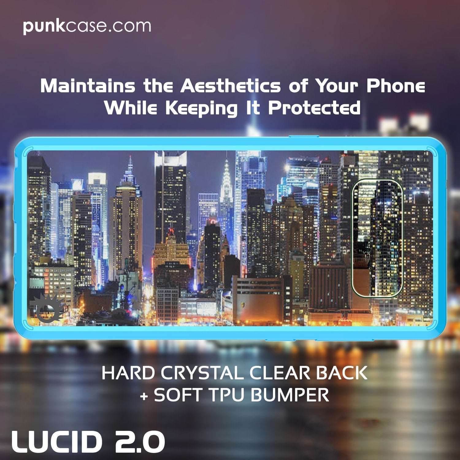 Galaxy Note 8 Punkcase, LUCID 2.0 Series Armor Cover, [Light blue]