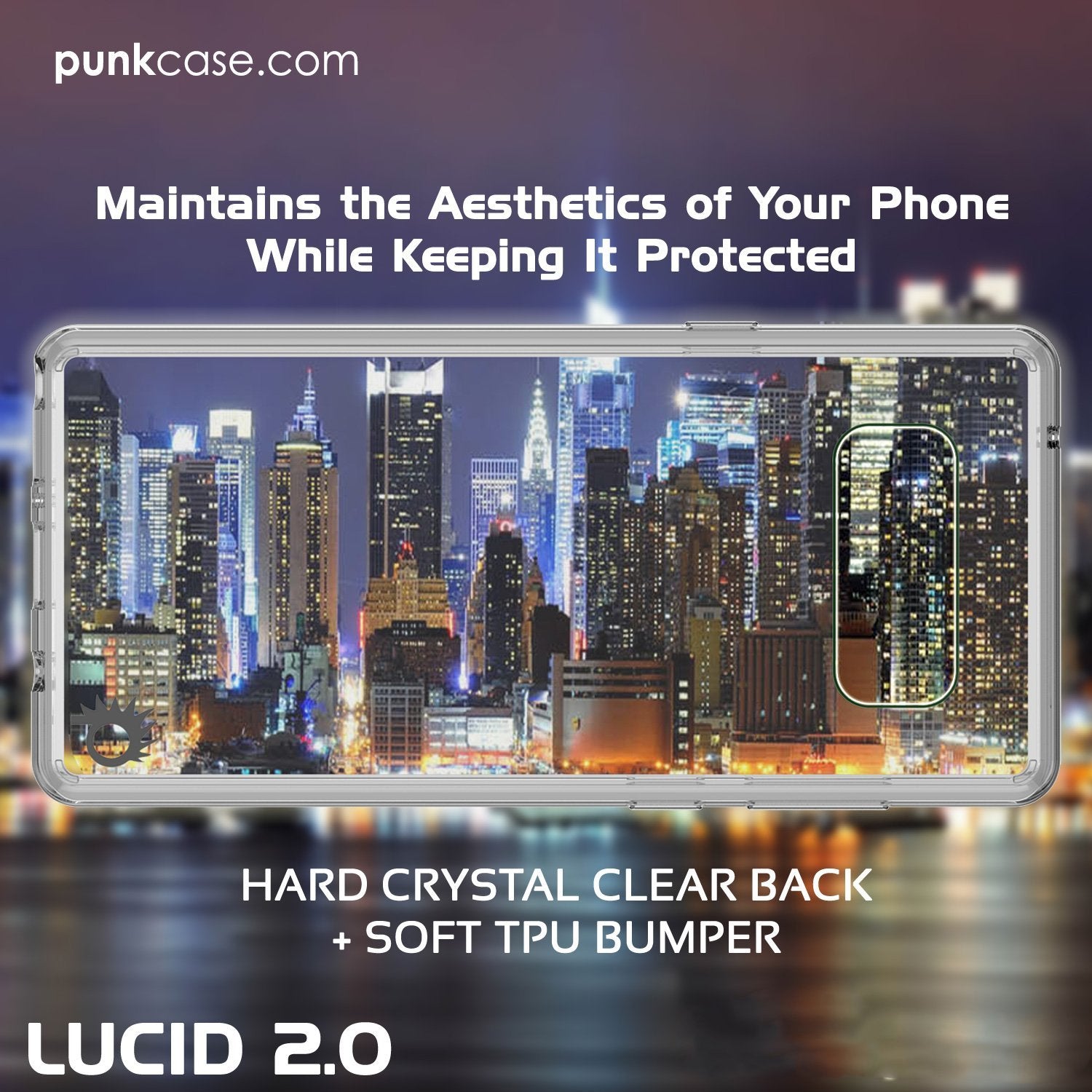 Galaxy Note 8 Punkcase, LUCID 2.0 Series Armor Cover, [Crystal Black]