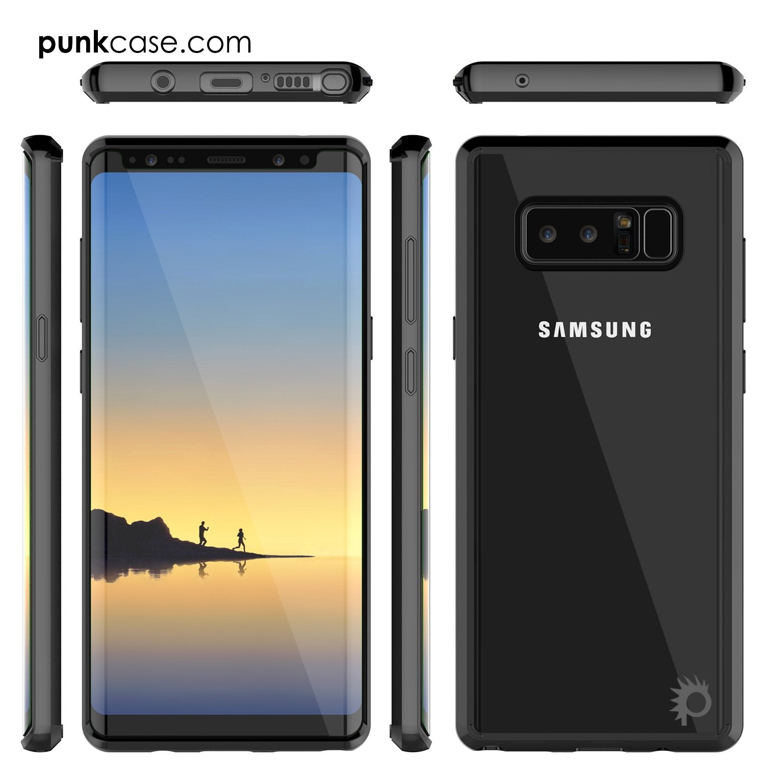 Galaxy Note 8 Punkcase, LUCID 2.0 Series Armor Cover, [Black]