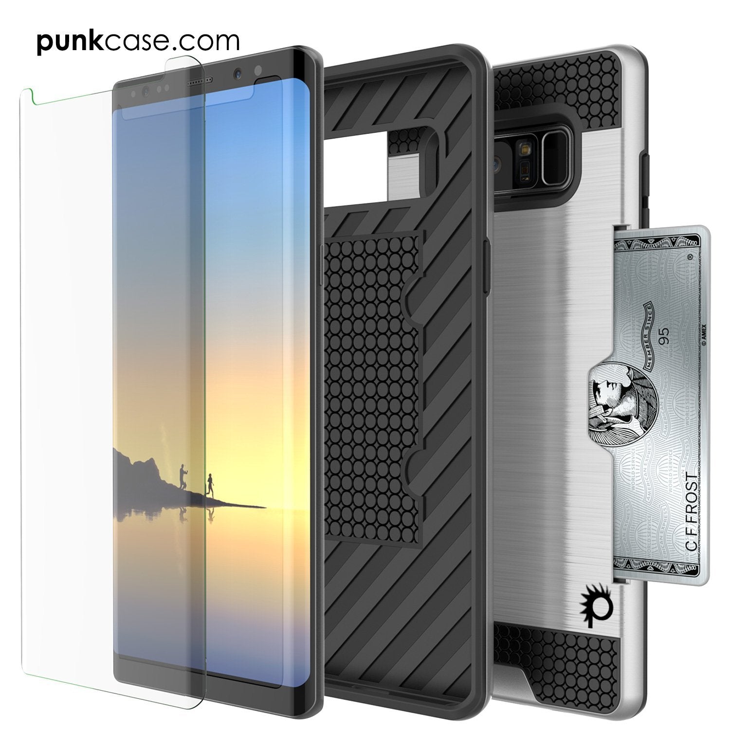Galaxy Note 8 PunkCase, [SLOT Series] Slim Fit Cover [Silver]