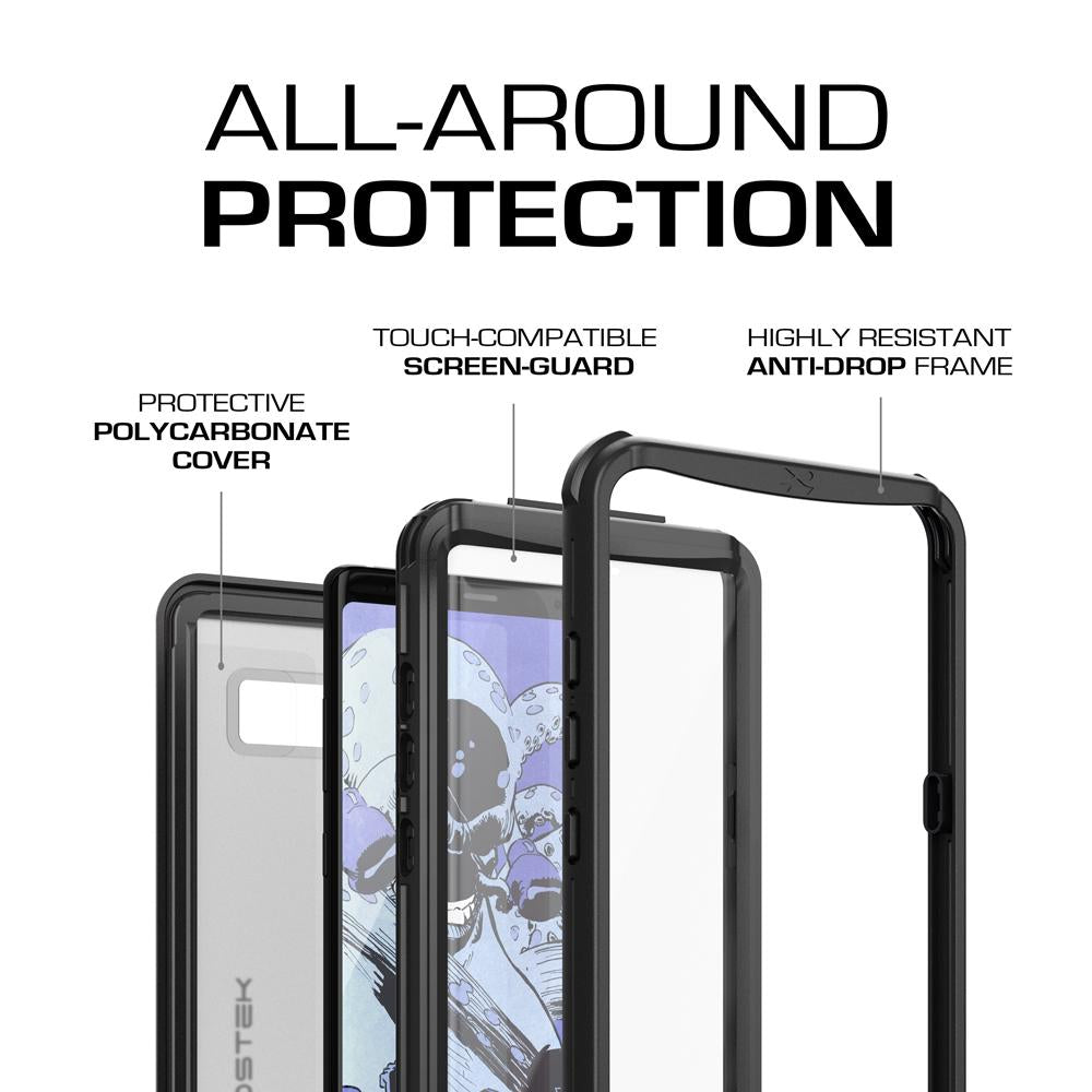 Galaxy Note 8, Ghostek Nautical PunkCase Armor Waterproof, Black