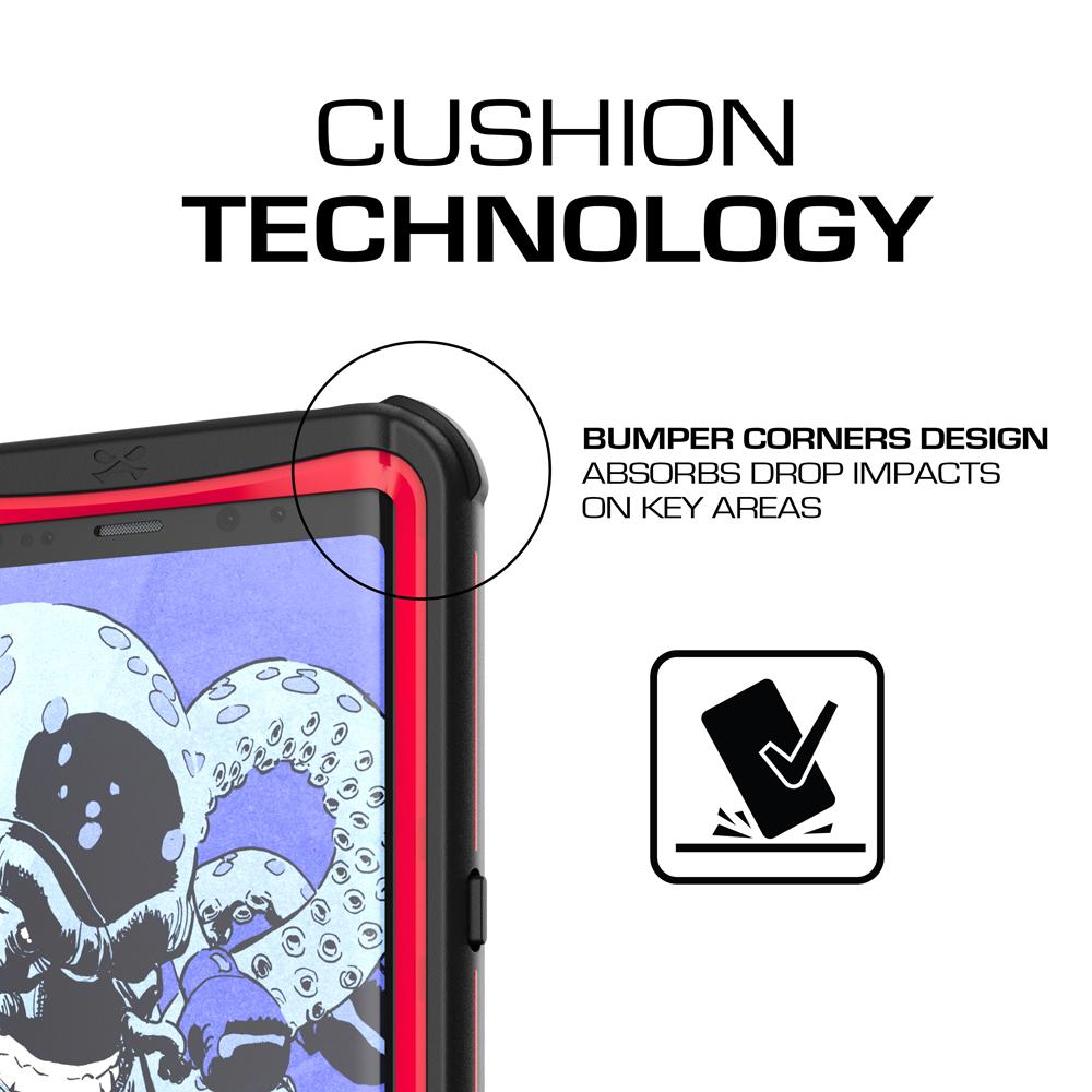 Galaxy Note 8, Ghostek Nautical PunkCase Armor Waterproof Cover, Red