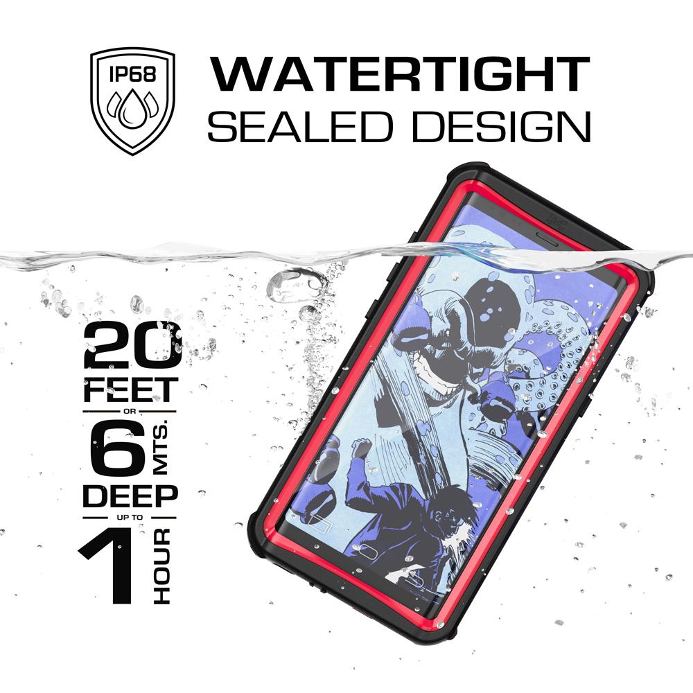 Galaxy Note 8, Ghostek Nautical PunkCase Armor Waterproof Cover, Red