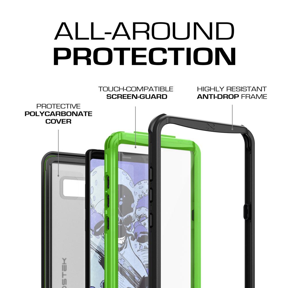 Galaxy Note 8, Ghostek Nautical PunkCase Armor Waterproof, Green