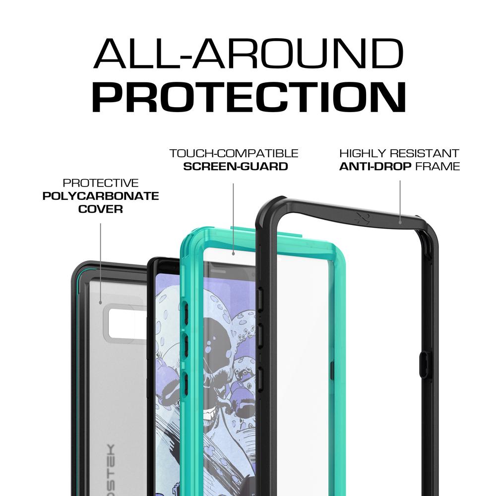 Galaxy Note 8, Ghostek Nautical PunkCase Armor Waterproof, Teal