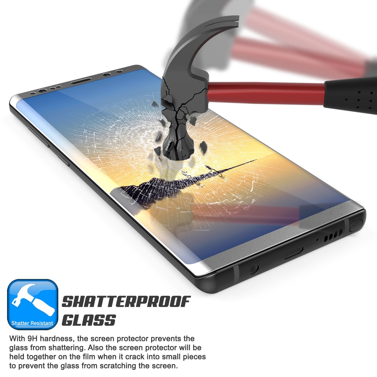 Galaxy Note 8 Silver Punkcase SHIELD Tempered Glass Screen Protector