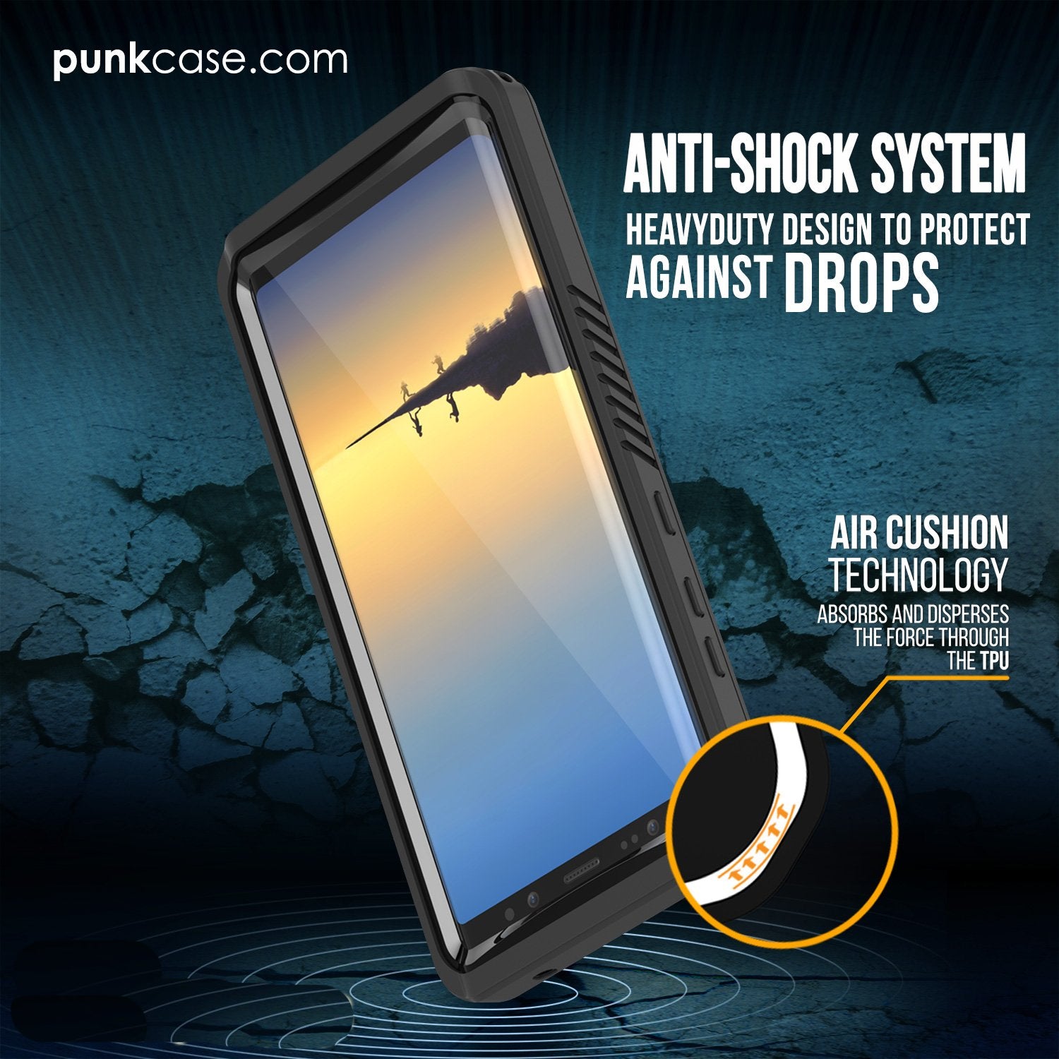 Galaxy Note 8 Punkcase Extreme Series W/ Built In Screen Case, Black