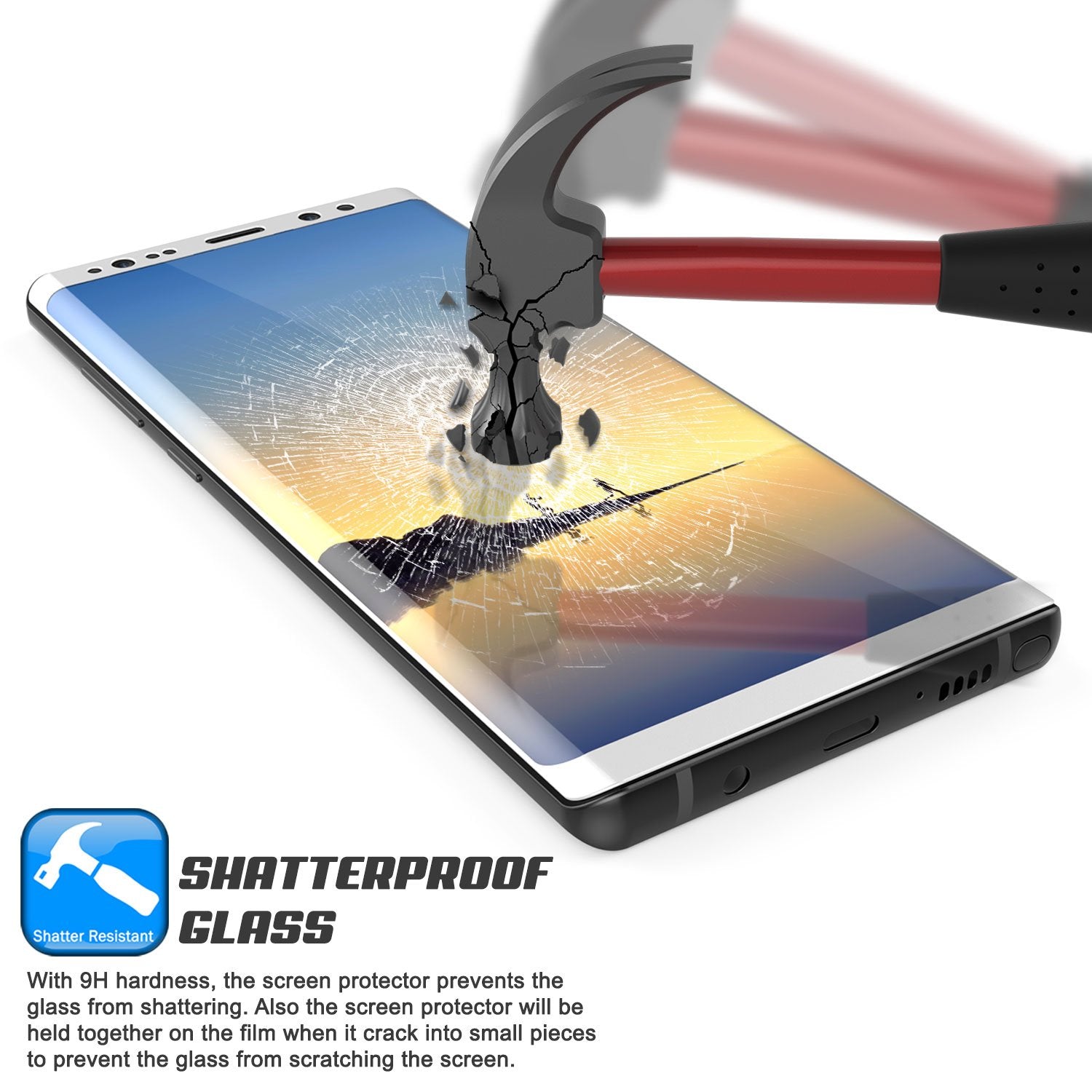 Galaxy Note 8 WHITE Punkcase SHIELD Tempered Glass Screen Protector