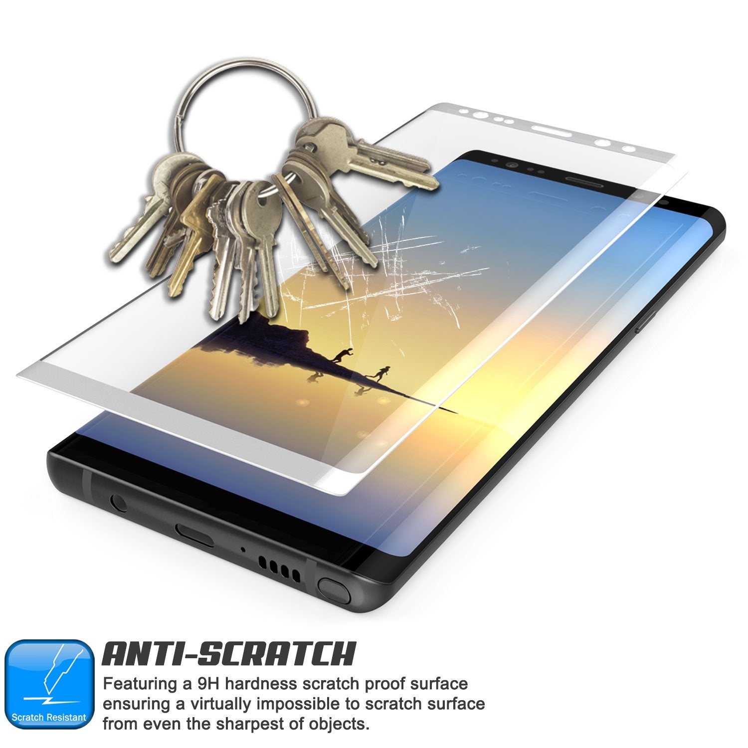 Galaxy Note 8 WHITE Punkcase SHIELD Tempered Glass Screen Protector