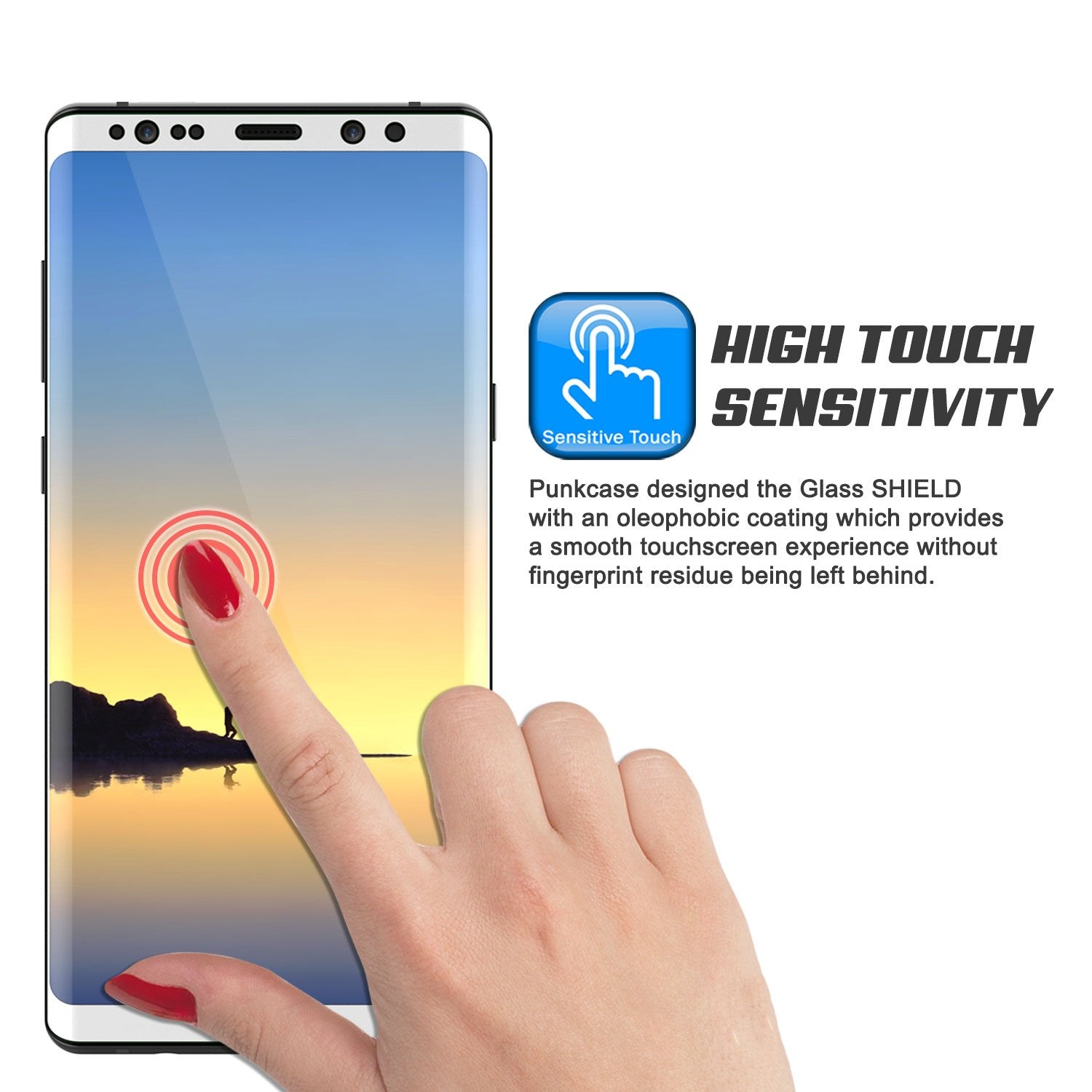 Galaxy Note 8 WHITE Punkcase SHIELD Tempered Glass Screen Protector