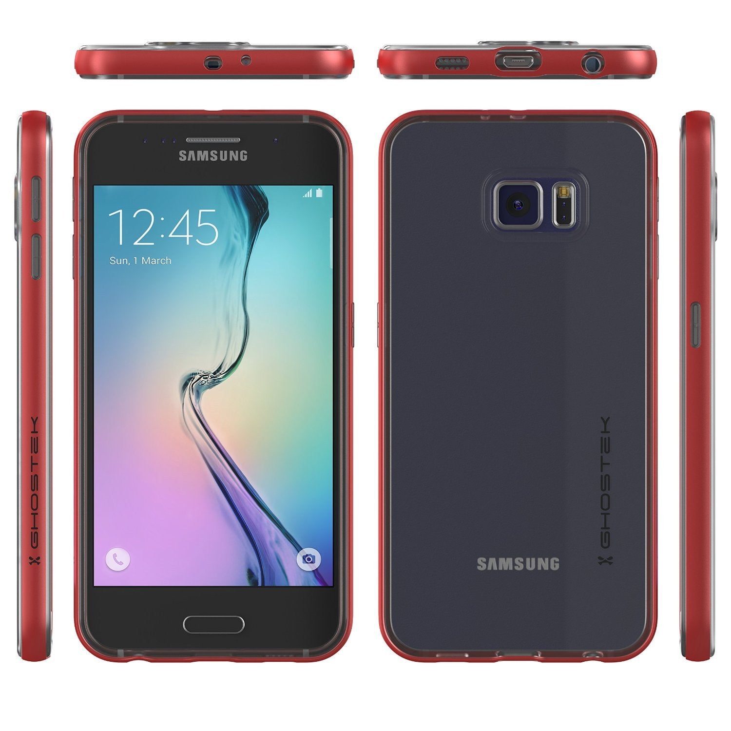 Galaxy S6 Case, Ghostek Cloak Series Red  Slim Premium Protective Hybrid Impact Glass Armor